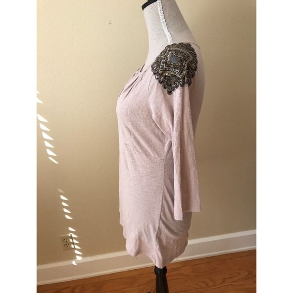 Anthropologie DELETTA Taupe Epaulette Corinthian T - Picture 6 of 8